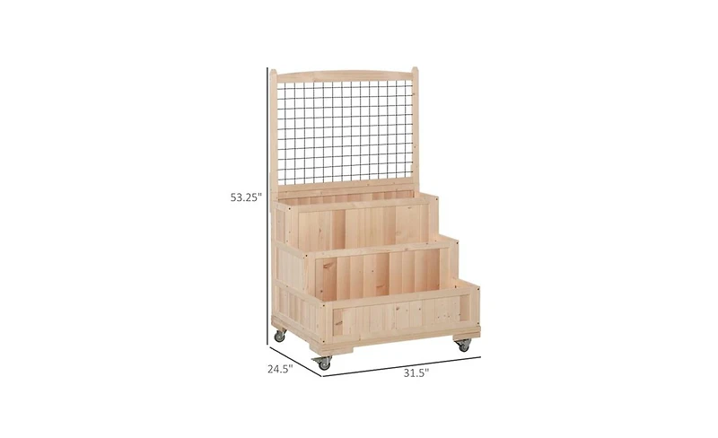 Weatherproof Wooden Planter Box with Shelf for Outdoor Use