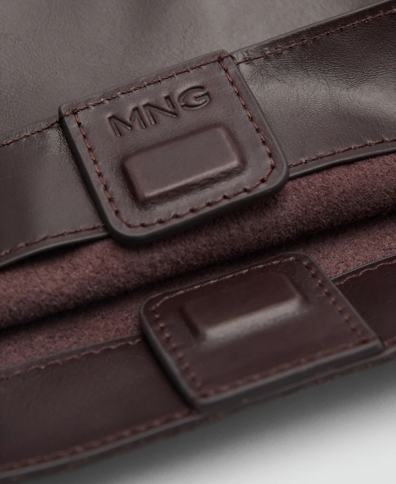 Mango Women's Double-Handle Leather Shoulder Bag