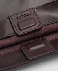 Mango Women's Double-Handle Leather Shoulder Bag