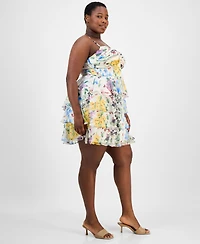 B Darlin Trendy Plus Tiered Floral Chiffon Dress