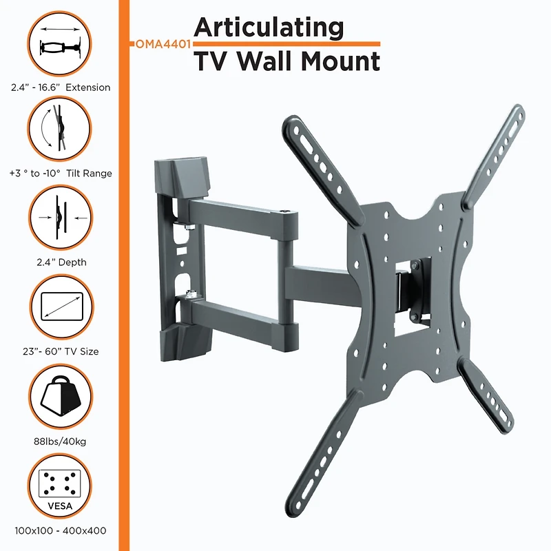 ProMounts Full Motion Tv Wall Mount for TVs 23"