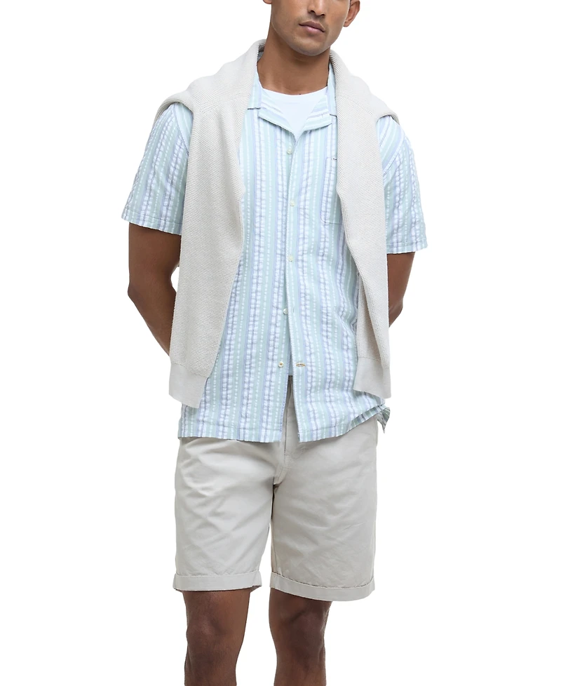 Barbour Men's Beechcroft Short Sleeve Striped Button-Front Camp Shirt