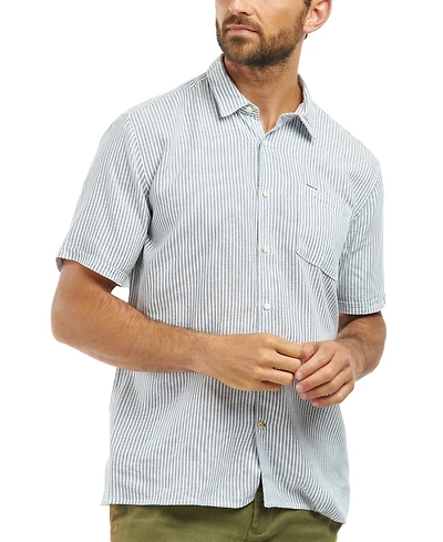 Barbour Men's Deerpark Linen Short Sleeve Striped Button-Front Shirt