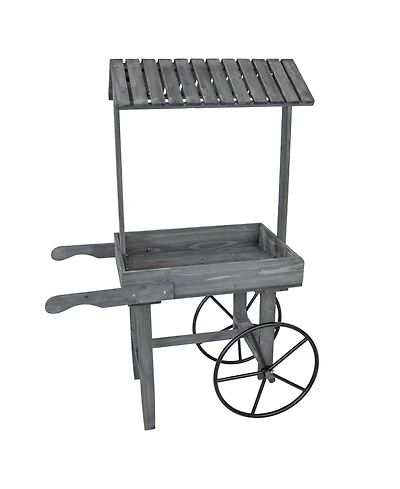 Rustic, Vintage Flower Cart Display Stand Candy Cart with Wheels for a Wedding, Party, or Event - Gray