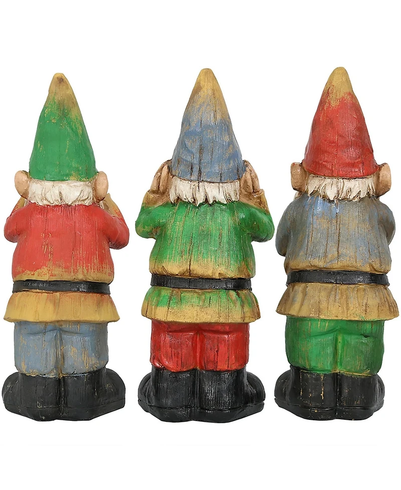 Three Wise Garden Gnomes - Hear, Speak, and See No Evil Set - Outdoor Lawn Statues