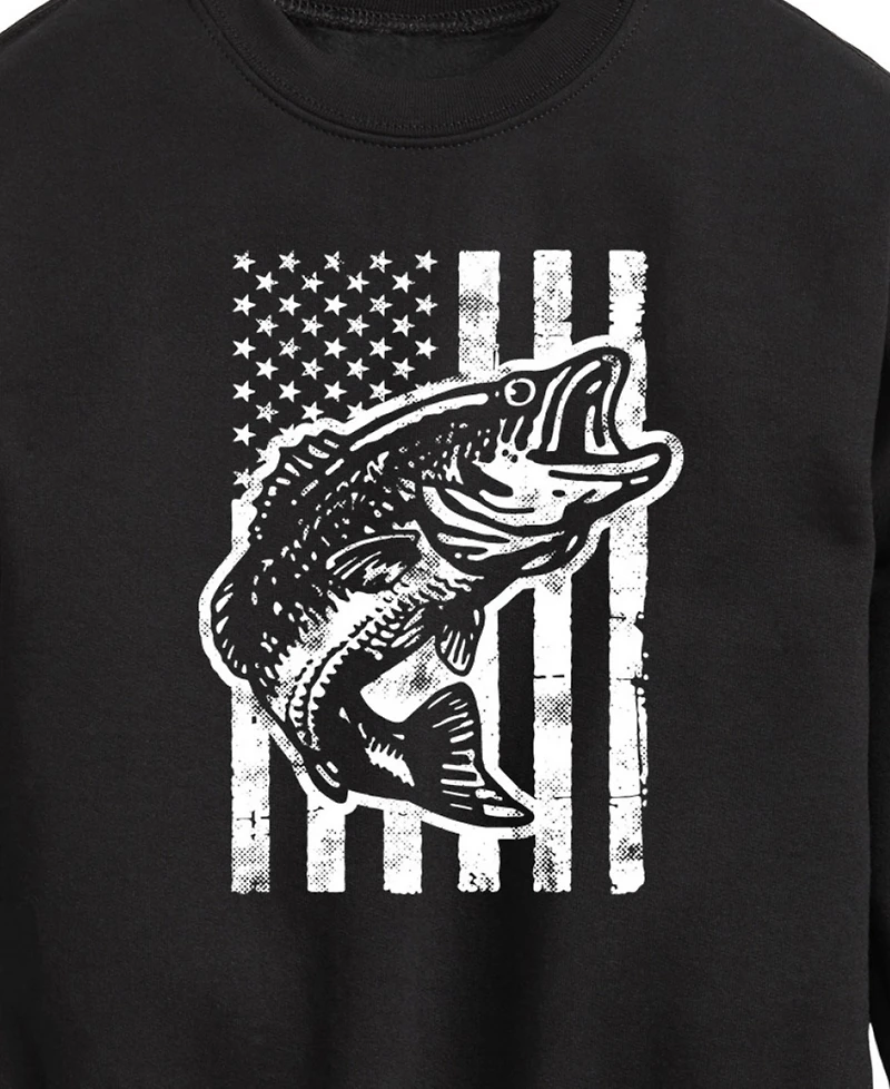 Hybrid Toddler Boys Americana Flag Fish Graphic Fleece T-Shirt