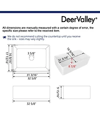 DeerValley 32" x 18" Drop-in Single Bowl 304 Stainless Steel Polished Black Kitchen Sink Workstation with Accessories