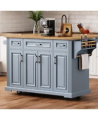 Streamdale 54" Kitchen Island Cart, Drop Leaf, Storage