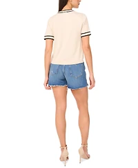 Vince Camuto Women's Striped-Edge Short-Sleeve Sweater