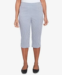 Alfred Dunner Women's Land of The Free Striped Cuffed Clamdigger Pants