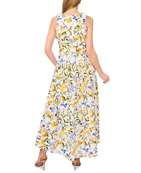 CeCe Women's Floral Crewneck Bow-Strap High-Low Dress