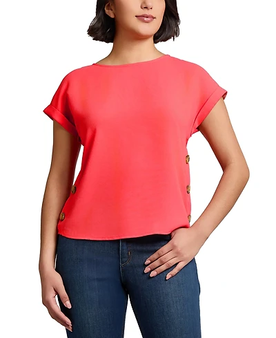 Jones New York Women's Side-Button Short-Sleeve Top