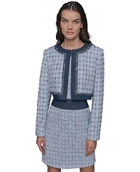 Karl Lagerfeld Paris Women's Contrast-Trim Tweed Cropped Jacket