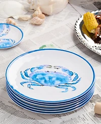Certified International Beach House Crab Melamine 6-Pc. Dinner Plates, Service For 6