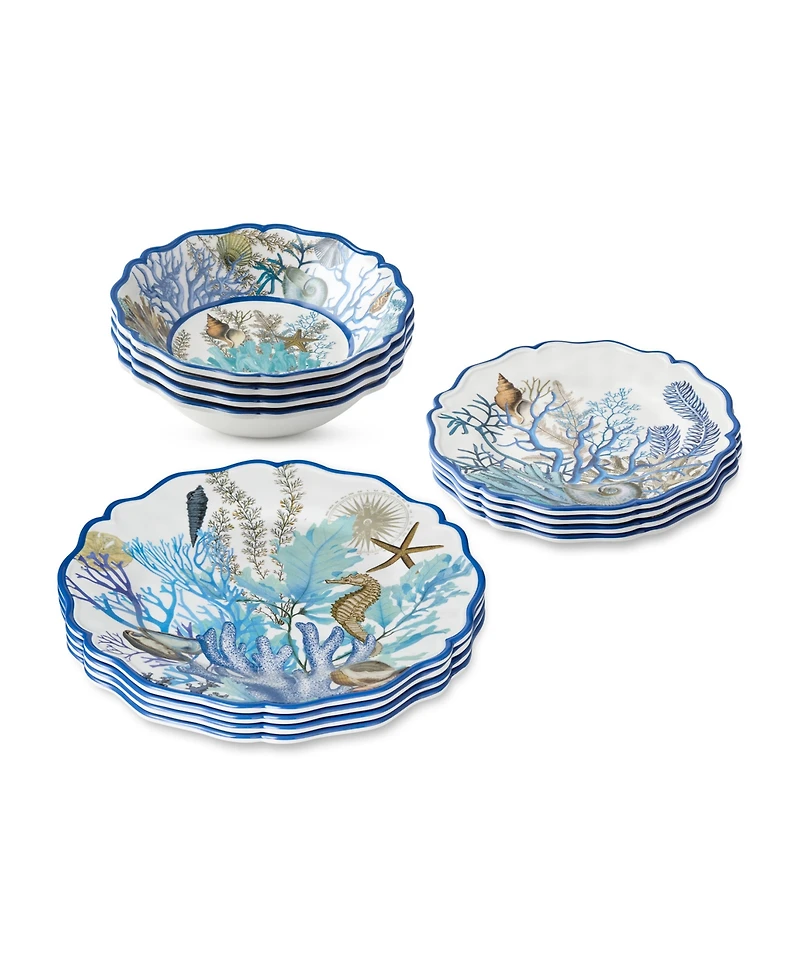Certified International Blue Lagoon Melamine 12-Pc. Dinnerware Set, Service For 4