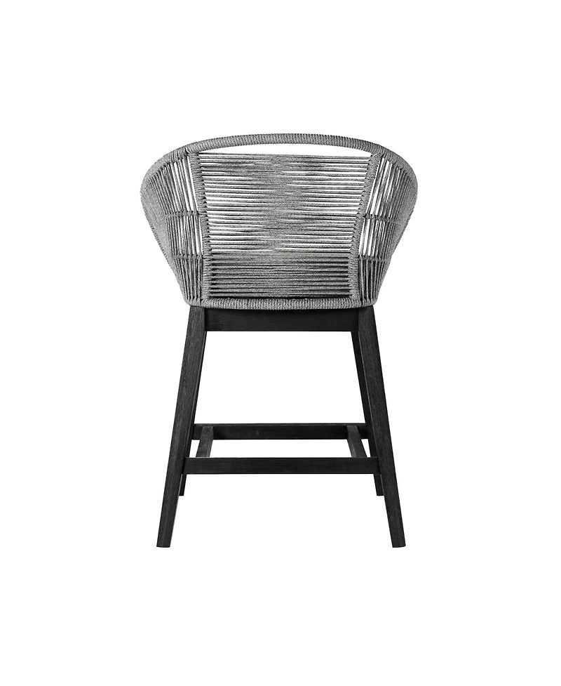 Solid Wood Bar Height Chair with Footrest – Low Back Outdoor Seating for Relaxation