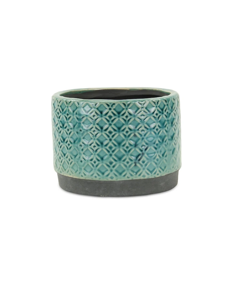 Ceramic Round Planter with Geometric Pattern – Versatile Pot for Home & Garden