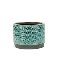 Ceramic Round Planter with Geometric Pattern – Versatile Pot for Home & Garden