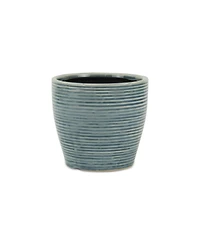 Striped Ceramic Round Planter – Modern Pot for Indoor & Outdoor Spaces