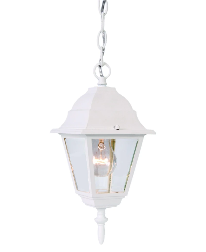 Distressed White Beveled Glass Outdoor Hanging Light
