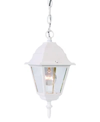Distressed White Beveled Glass Outdoor Hanging Light