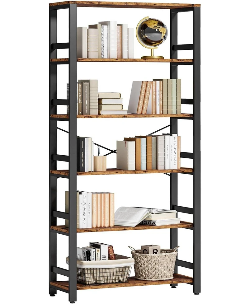 Bookshelf, 31.5in Wide Shelf 6 Tier Bookcase, 110lbs/shelf