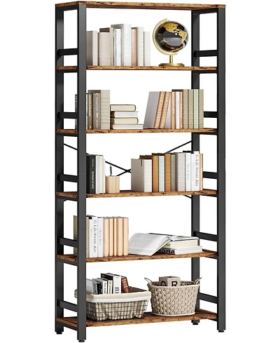 Bookshelf, 31.5in Wide Shelf 6 Tier Bookcase, 110lbs/shelf
