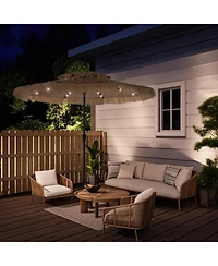 Mondawe 10 Ft Hawaiian Beach Parasol Outdoor Umbrella with Solar Lights