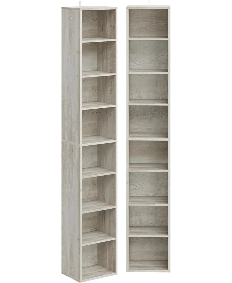 Tall Narrow Bookshelf 8 Tiers 71in Set of 2