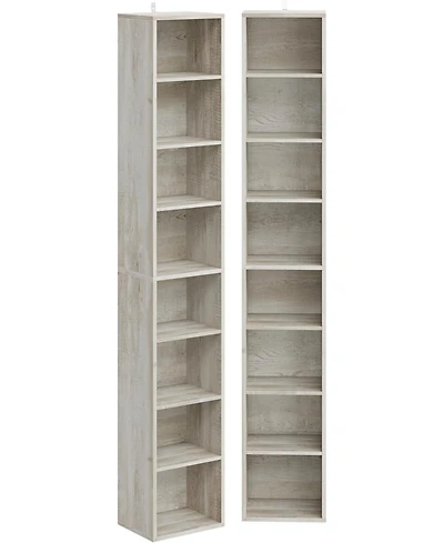 Tall Narrow Bookshelf 8 Tiers 71in Set of 2