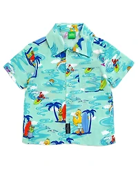 Sesame Street Boys Bird Cookie Monster Elmo Oscar the Grouch Matching Family Hawaiian Button Down Shirt to