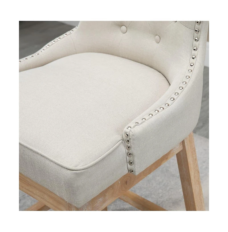 Set of 2, 30 Inch Swivel Bar Stools with Nailhead Trim & Rubberwood Legs-The Pop Home