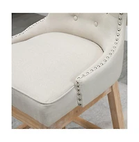 Set of 2, 30 Inch Swivel Bar Stools with Nailhead Trim & Rubberwood Legs-The Pop Home