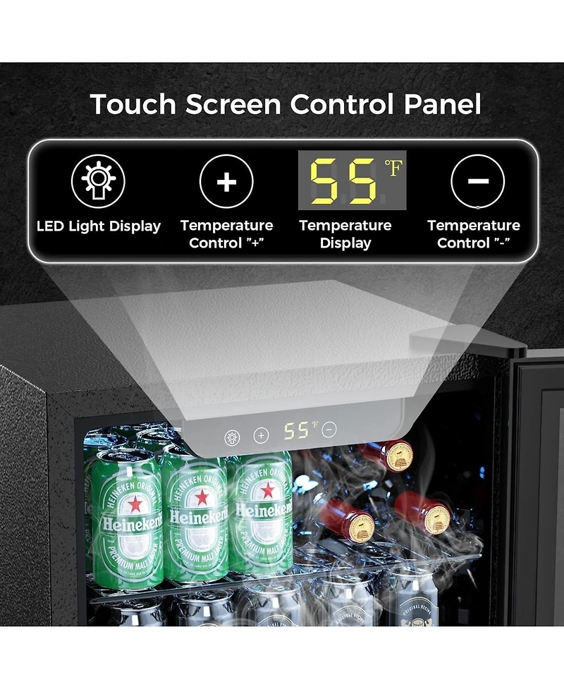 Cowsar 24 Bottle Wine Cooler/Cabinet Beverage Refrigerator Small Mini Wine Cellar Beer Soda Clear Glass Door Bar Fridge Quiet Operation Compressor Adj