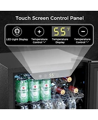 Cowsar 24 Bottle Wine Cooler/Cabinet Beverage Refrigerator Small Mini Wine Cellar Beer Soda Clear Glass Door Bar Fridge Quiet Operation Compressor Adj