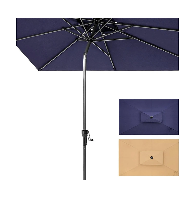 Rectangular Tilt Market Patio Umbrella with Stand – Outdoor Sun Shade for Garden