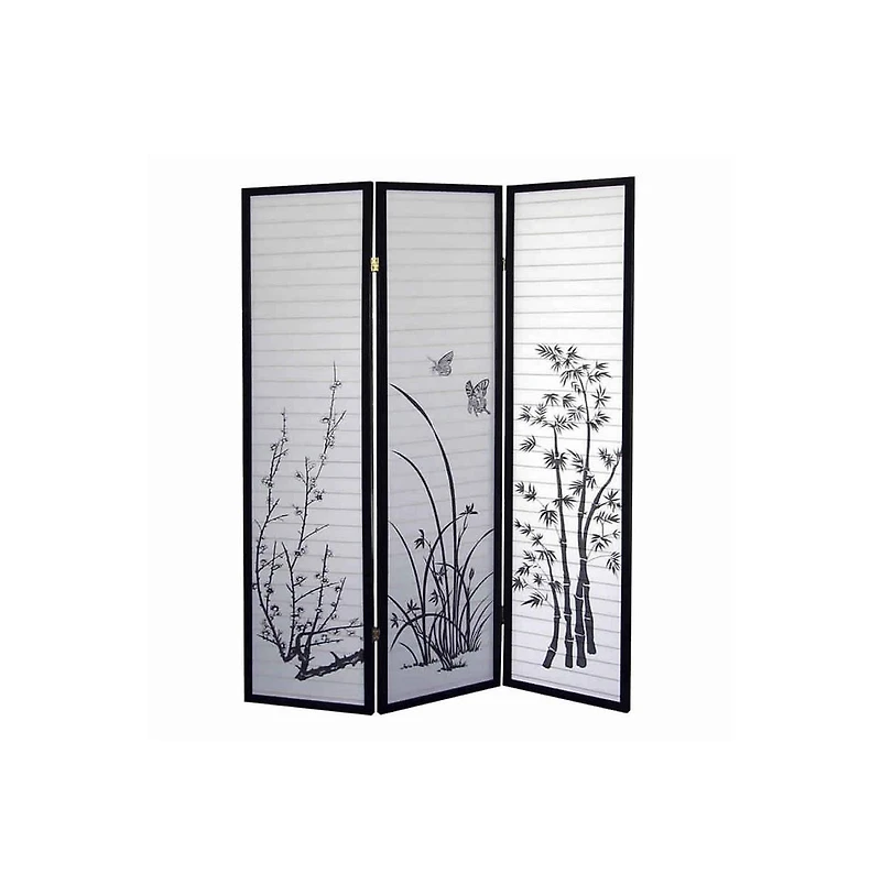Naturistic Print 3-Panel Room Divider for Stylish Home Partitioning