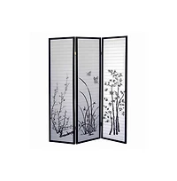 Naturistic Print 3-Panel Room Divider for Stylish Home Partitioning