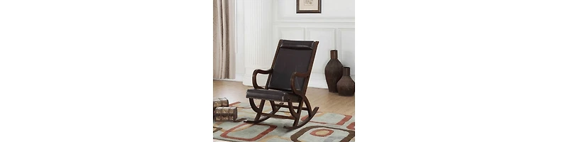 Rocking Chair with Faux Leather Upholstery – Cozy Living Room Chair