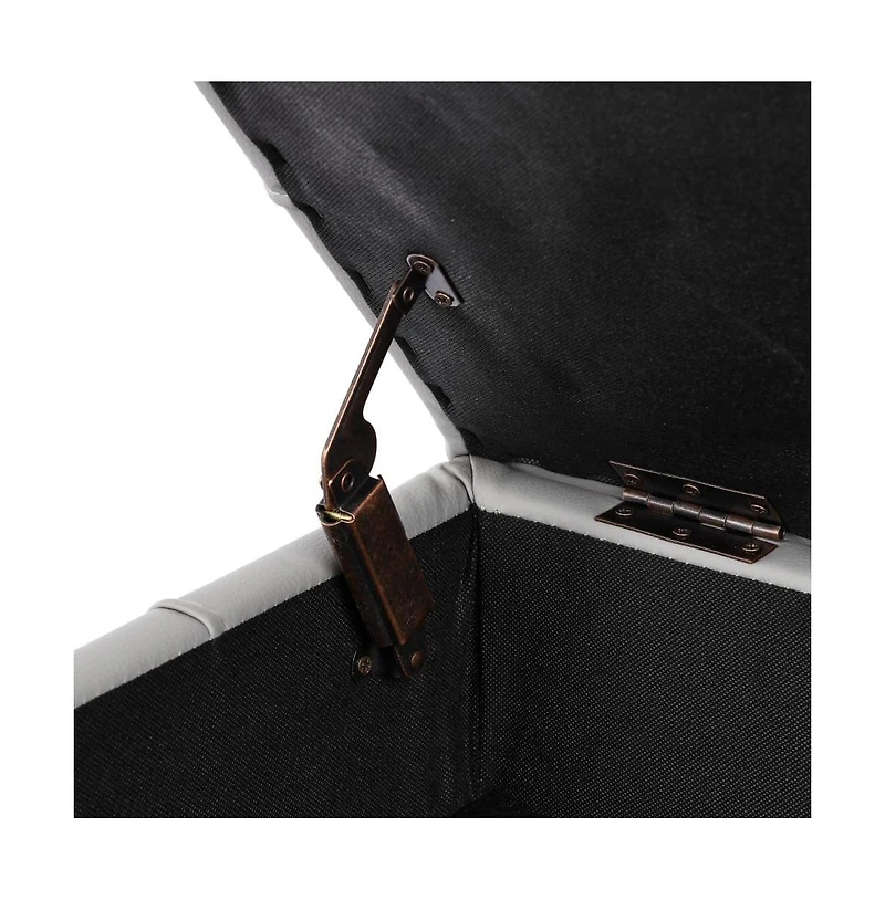 Anti-Scratch Pu Leather Storage Ottoman, Upholstered Footstool with Gold Stainless Steel Legs for Bedroom or Living Room-The Pop Home