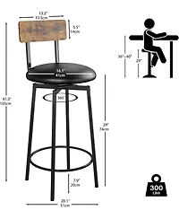 Bar Stools Set of 4, Wider Base Pu Upholstered Swivel Barstools