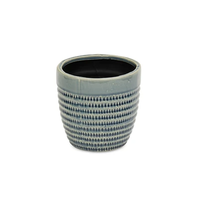 Indoor/Outdoor Striped Ceramic Round Planter – Stylish Pot for Plants