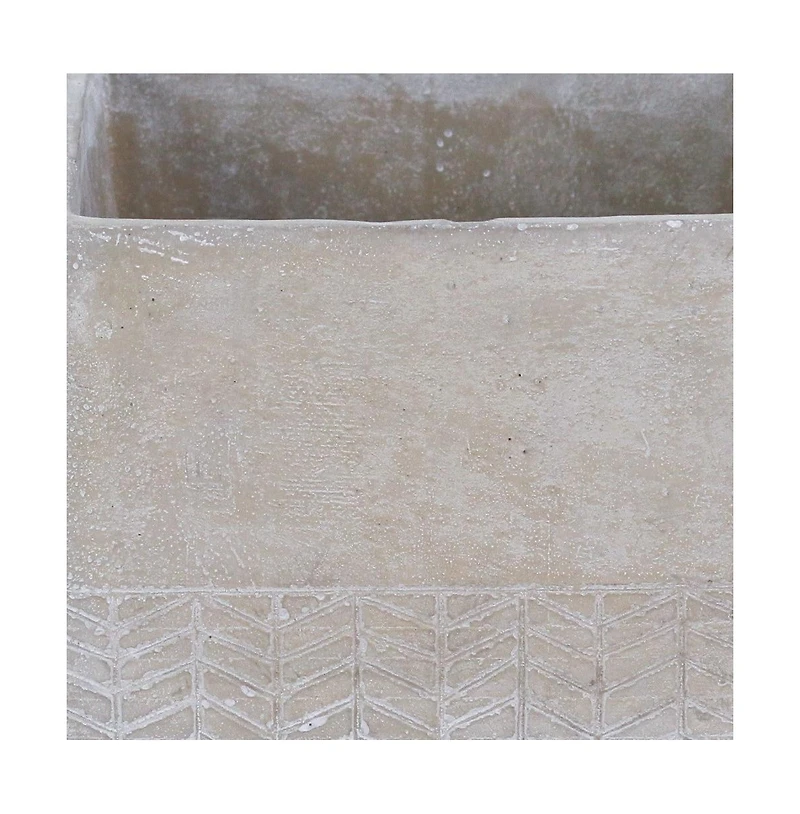 Cement Square Pot Planter with Chevron Design – Indoor/Outdoor Use