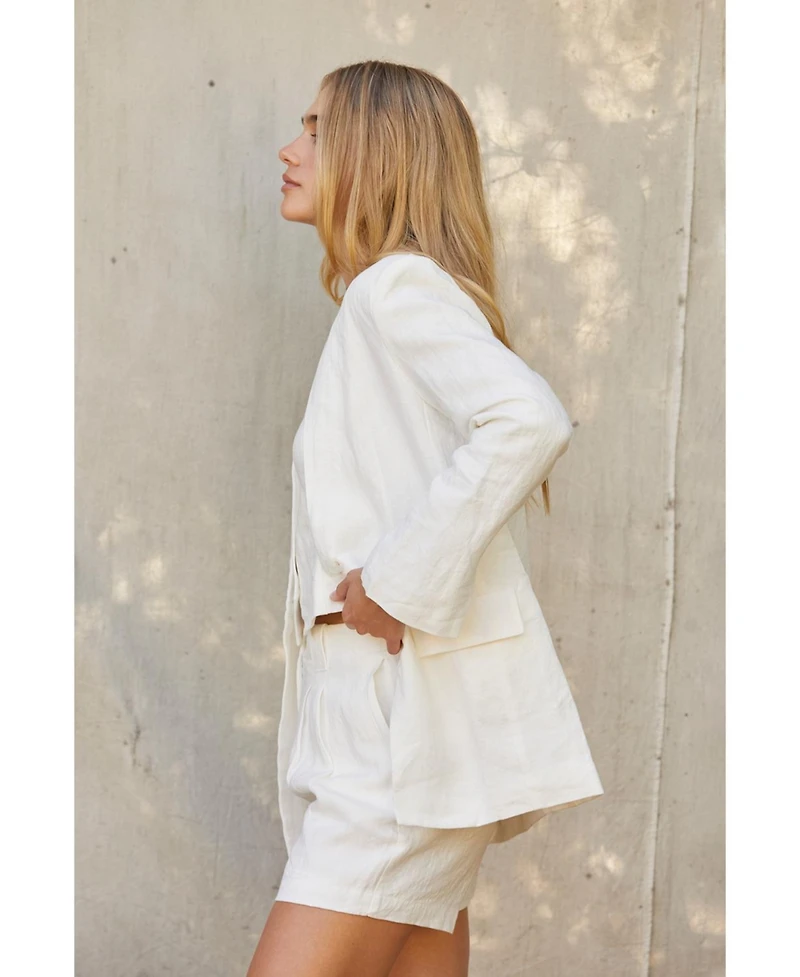 Crescent Women's Zoey Collarless Linen Blazer
