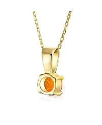 Bling Jewelry Classic 1CT Round iridescent Orange White Blue Solitaire Created Opal Pendant Necklace Rose Gold Plated .925 Sterling Silver