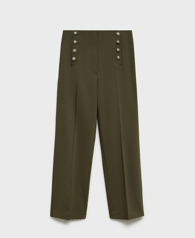 Mango Women's Jewel Buttoned Straight Pants
