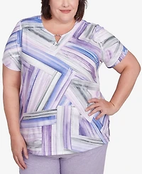 Alfred Dunner Plus Crystal Springs Brushstroke-Stained Glass Top