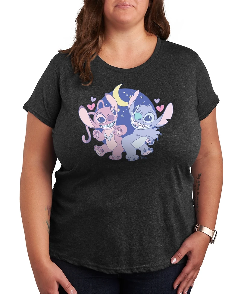 Hybrid Apparel Plus Lilo Stitch and Angel Graphic T-Shirt