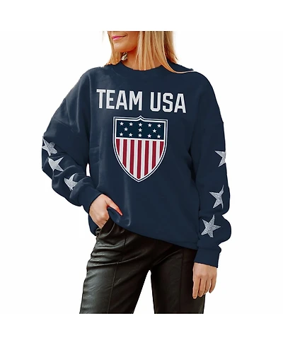 Gameday Couture Women's Navy Team Usa Glorious Horizons Drop Shoulder Pullover Sweatshirt