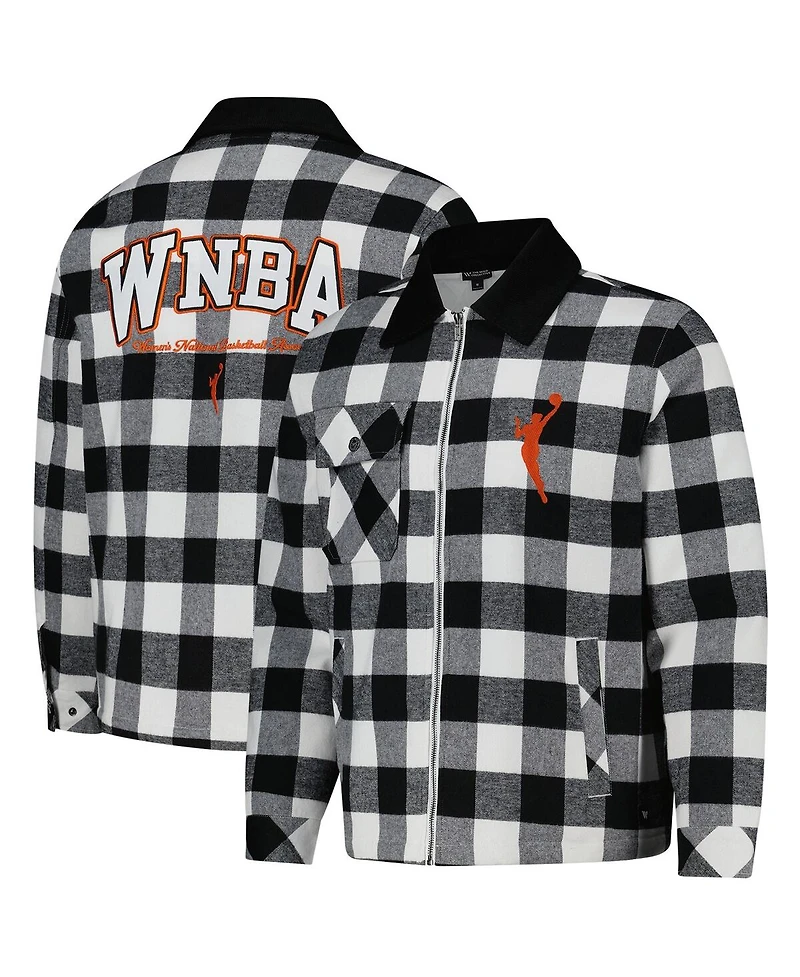 The Wild Collective Men's and Women's Black/White Wnba Gear Flannel Full-Zip Shacket